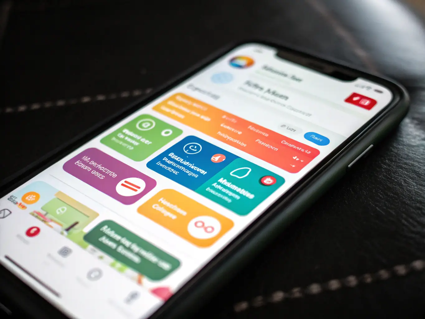 A close-up shot of the Fun Button app interface, highlighting the big red button and a generated play prompt with colorful icons.